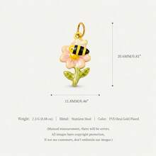 1pc New Natural Flower Pendant, Fresh Cartoon Style, 18k Gold PVD Plated 316 Stainless Steel Material, Waterproof And Fade-Resistant, Suitable For DIY Creative Necklace, Bracelet, Earring, Bag Chain, Keychain, Waterproof And Sweat-Resistant, Suitable For Daily Casual Wear - Multicolor - View 10