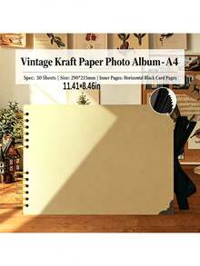 1pc (30 Sheets) Kraft Paper Handmade Photo Album, DIY Meaningful Commemorative Photo Album Gift, Frame Corner Protection, Suitable For Wedding Guest Book, Family Handmade Photo Album - Ideal For Handmade Paper DIY, Graduation Souvenir - Multicolor - View 7