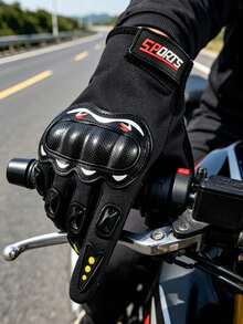 2pcs Full Finger Motorcycle Gloves, Touchscreen Carbon Fiber Knuckle Protection, Off-Road Motorcycle, ATV, Riding, Breathable, Anti-Slip, Shock-Absorbing, Men's And Women's Racing Riding Sports Gear - Multicolor - View 3