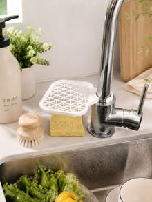 4pcs Stainless Steel Kitchen Sink Storage Rack With Faucet Mount, Suitable For Home Sponge, Dishcloth, Dishwashing And Draining, With Hanging Basket - A - View 6