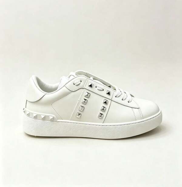 2026 New Rivet Shiny White Shoes Women's Shoes Daily Casual Lovers Denim Sports Shoes Men's And Women's Fashion