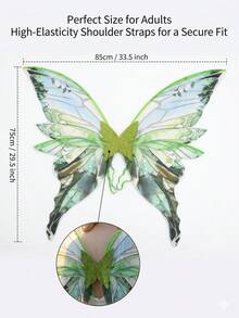 Sparkling Forest Fairy Wings With Elastic Straps, Lightweight Watercolor Butterfly Wings For Women Cosplay, Halloween & Festivals - View 6