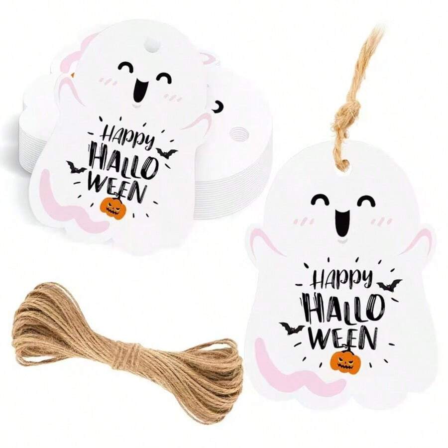 Étiquettes cadeaux fantôme d'Halloween, étiquettes cadeaux sac de bonbons, décoration d'emballage de collations faites à la main pour les fêtes - A - Voir 1