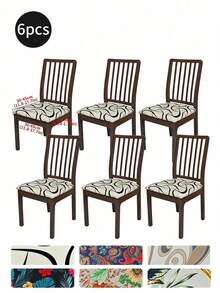 Waterproof Stretch Printed Dining Chair Slipcover, Machine Washable Removable Elastic Cover With Drawstring, Universal Milk Fiber Furniture Protector, Stain Resistant Anti-Scratch For Kitchen, Office & Pet Friendly Homes - Multicolor - View 12