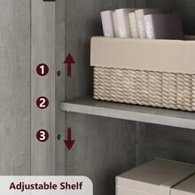 Kselythan Armario de almacenamiento para baño de 50" de altura con 4 puertas y estante ajustable, armario despensa de cocina independiente, organizadores y almacenamiento para baño. - Gris - Ver 7