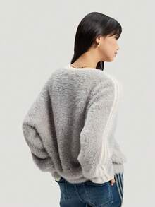 Adidas Originals 女款 CRFT 運動風毛絨拼接開襟針織外套 KT3170 - 灰色 - 查看 3