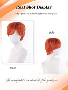 Orange Short Layered Men Cosplay Wig Synthetic Heat Resistant Fiber Anime Wig For Male Halloween Party Costume Daily Fashion Wig - Multicolor - View 6