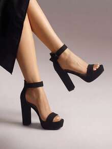 Women Heeled Sandals - Black - Suede - View 3