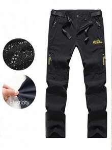 Celana Hiking Pria, Celana Panjang Olahraga Trekking Luar Ruangan Musim Semi/Musim Gugur, Desain Ritsleting Multi-Saku, Hitam - Hitam - View 4
