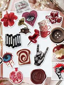 50pcs/Pack Retro Aesthetic Russian Y2K Stickers, Decorative Decals For Laptop Guitar Phone Stationery Luggage Notebook Sticker - Multicolor - View 11