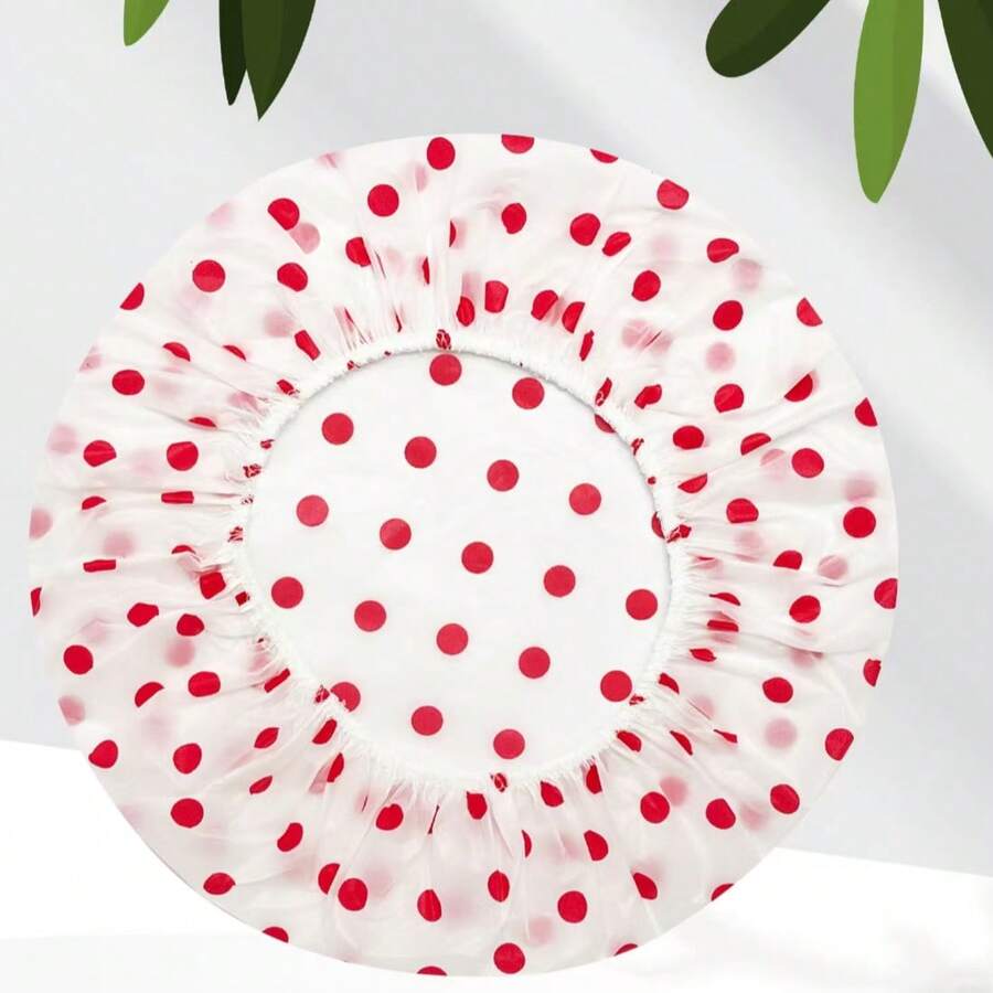 5件/3件裝隨機配色圖案防水浴帽套組,加厚洗澡帽,女性美髮沙龍用品,浴室配件 - 基本型 - 查看 1
