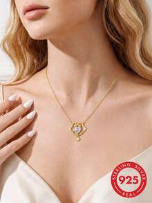 S925 Sterling Silber Ruyi Wolkenmuster Anhänger Halskette, vielseitiger Schmuck für Frauen, Geschenk für Freundin, Ehefrau, Mutter zum Geburtstag, Jahrestag - Verschiedenfarbig - Übersicht 3