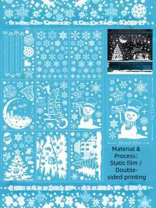 244pcs/9pcs Christmas Window Stickers, Double-Sided Christmas Tree & Snowflake Window Decals, White Holiday PVC Stickers For Home, Store, Glass Display Decoration, Christmas Home, School, Office Decor - A - View 10
