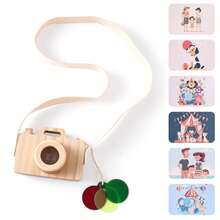 Wooden Simulated Card-Insert Camera Kaleidoscope Toy, Card-Insert Toy With Interchangeable Lens Color And Image, Baby Educational Toy For Fine Motor Skills, Christmas Halloween Children's Day Back To School Gift - Multicolor - View 3