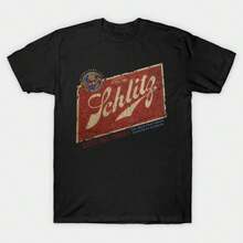 Vintage - Schlitz Bier 1960er Jahre T-Shirt mit Retro Y2K Street Style. Dieses Unisex-Oberteil ist für alle Jahreszeiten geeignet. - Schwarz - Übersicht 1