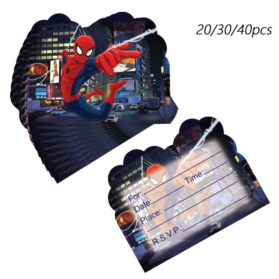20/30/40pcs Birthday Invitation Cards, Party Decorations, Party Supples, Invitation Cards - Cartoon - View 1