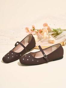 HFSHUNXY Flatjoy 2026 Y2K Style Autumn/Winter Women's New Brown Mary Jane Flats, Commuter Versatile, Elegant Fashion, Single Strap Buckle, Rivet Stud Design, Suitable For Punk, Biker, Cool Girls, Halloween, Christmas And Party Outfits - Brown - View 5