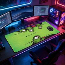 1pc Extra Large Bright Green Monster Fang Cartoon Pattern Mouse Pad, Soft Fabric Keyboard Mat With Anti-Slip Rubber Bottom And Stitched Edges. American Retro Comic Monster Illustration Aesthetic, Suitable For Gaming, Home Office And Study Scenarios. - View 3