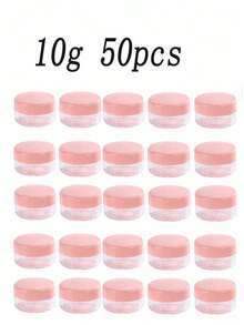Mini Transparent Cream Jars, Small Cosmetic Sample Boxes, Cream, Lotion, Lipstick, Eyeshadow, Nail Powder, Jewelry, Powder, Portable Reusable Travel Essentials, Empty Sample Bottles - Pink - View 19