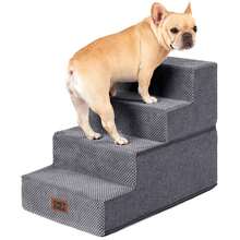 Dog Stairs For Bed 18" H, 4-Step Dog Steps For High Bed, Pet Steps For Small Dogs And Cats, Non-Slip Balanced Pet Ramp Indoor, Grey - Grey - View 7