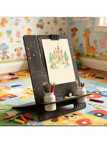 1pc Multifunctional Wooden Desktop Easel Decor, Desktop Drawing Board With Pen Holder And Paint Tray, Suitable For Painting And Reading, Multifunctional Sketching And Tracing Stand With Tool Storage, No Electricity Required (Stand Only) - Multicolor - View 5