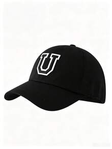 1pc Solid Color Open Back Ponytail Baseball Cap With26 Letters, Women Fashion Sports Sun Hat ForOutdoor UV Protection - Black Label - Black Ponytail Hat - View 13
