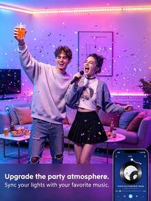 2 Modos de Control: Control Remoto de 44 Teclas y Control por APP de Smartphone, Tira de Luz LED RGB Sincronizada con Música Controlada por APP Inteligente con Control Remoto, Adecuada para Dormitorio, Habitación, Decoración del Hogar, Fiesta, Vacaciones y Otras Ocasiones, Decoración de Habitación, Decoración del Hogar, Decoración de Dormitorio, Tira de Luz LED Inteligente con Control Remoto de 44 Teclas - Multicolor - Ver 7