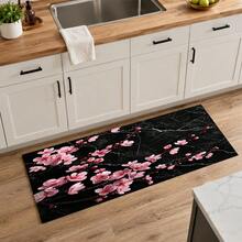 1pc Pink Cherry Blossom Black Marble Pattern Diatomaceous Earth Kitchen Drain Mat, Absorbent Quick-Drying Non-Slip Coffee Machine Mat, Suitable For Kitchen Countertop, Dining Table And Home Decor - Multicolor - View 13