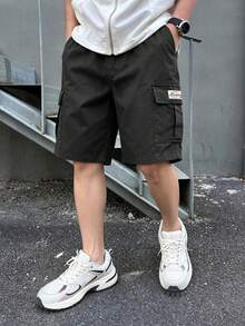 [1件隨機]1件男童休閒夏季運動戶外口袋時尚個性化極簡工裝短褲，春秋款 - 黑色 - 查看 7