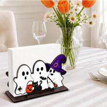 Halloween Holz Serviettenhalter Tischdekoration Taschentuch Aufbewahrungsbox Esstisch Party Küche Kaffee Ecke Dekoration - Verschiedenfarbig - Übersicht 3