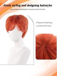 Orange Short Layered Men Cosplay Wig Synthetic Heat Resistant Fiber Anime Wig For Male Halloween Party Costume Daily Fashion Wig - Multicolor - View 5