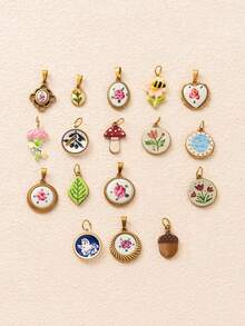 1pc New Natural Flower Pendant, Fresh Cartoon Style, 18k Gold PVD Plated 316 Stainless Steel Material, Waterproof And Fade-Resistant, Suitable For DIY Creative Necklace, Bracelet, Earring, Bag Chain, Keychain, Waterproof And Sweat-Resistant, Suitable For Daily Casual Wear - Multicolor - View 6