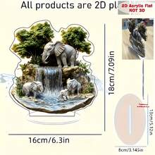 2D平面壓克力大象裝飾品－波希米亞風桌面與窗戶裝飾，適用於居家、派對與節日佈置 - A - 查看 4