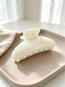 1/3pcs Minimalist Glossy Curved Large Hair Claw, Classic Cream, Burgundy, Pure Black 3 Colors Optional, Smooth Sturdy Durable, With Anti-Slip Teeth Firmly Hold Thick Hair, Suitable For Daily Hairstyling, Washing, Tying Hair, Minimalist Ins Style Versatile Hair Accessory, Commute, Casual Easily Handle, Gentle High-End All-Match Back-Of-Head Hair Clip - Multicolor - View 2