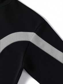 Sudadera con capucha de bloques de color y patchwork para hombre - Negro - Ver 6