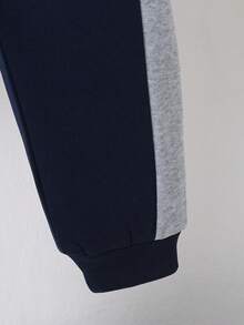 Young Boy Letter Print Hoodie And Long Pants Casual Set - Royal Blue - View 4