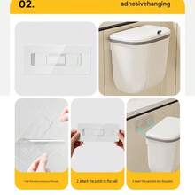 Wall-Mounted Trash Can With Lid, Large Capacity, Odor-Proof, Suitable For Kitchen, Bathroom And Toilet Paper Storage - A - View 6