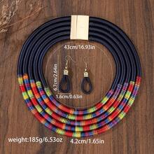 European American African Cross-Border Bohemian Exaggerated Multi-Layer Colorful Wrapped Necklace - Royal Blue - View 2