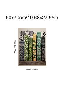1件裝植物書堆牆面藝術，民俗花卉圖書館印花，北歐樹木印花，北歐林諾刻風景牆面藝術，臥室裝飾，客廳裝飾，宿舍裝飾，牆面藝術，牆面裝飾，家居裝飾，房間裝飾，帆布牆面藝術，海報，可選相框 - 1PCS - 查看 18