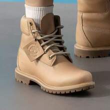 Timberland Sepatu Bot Martin Wanita Model Tinggi Gaya Inggris Kulit Kasual Luar Ruangan Terbaru - Khaki - View 5