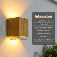 Waterproof Outdoor Wall Light LED Lighting Outdoor Square Aluminum Material Natural Wood/Walnut/Black Up And Down Lighting Wall Lamp Home Outdoor Waterproof Street Light Home Decor Indoor Decor House Garden Lighting Wall Lamp Suitable For Outdoor Balcony/Courtyard/Garden/Stairs/Street/Yard/Living Room/Bedroom/Kitchen/Bathroom/Corridor/Hallway - Waterproof Square LED Wall Light - View 19