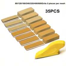 25/35/70pcs Yellow Sand Micro Fine Sandpaper Set (With Oxide Abrasive) - Hand Polishing Block, Suitable For Small Wooden Crafts, Narrow Space Metal Polishing, Model Making And Precision Polishing - Yellow - View 11