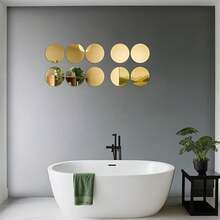 6/12pcs Golden Acrylic Round Mirrors For Centerpieces,Gold Glass Mirrors Candle Plate,Circle Mirror Trays,Circle Mirrors Candle Plates For Wall Wedding Party Table Centerpieces Wall Decor - Multicolor - View 9