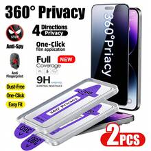 XINHONGYU 2片裝 360°可延伸隱私螢幕保護貼，相容 iPhone 18 Pro Max/18 Pro/17 Pro Max/17/16/15/14/13/12 Plus 與 Mini，防偷窺鋼化玻璃膜，無塵安裝，高清透明，防指紋，無縫邊緣，隱私膜，無縫設計，光滑表面 - 2個 - 查看 9