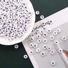 300 piezas de cuentas con letras o símbolos de 7x4mm para pulseras y collares de joyería, múltiples colores y estilos, corazón, estrella, símbolo, paz, cruz, letra - Multicolor - Ver 3