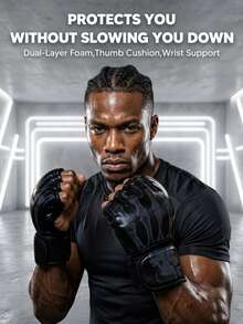 Ueasy 2pcs Adult Half-Finger MMA Boxing Training Gloves, Suitable For Sanda, Muay Thai, MMA And Other Sports. White, Black, Blue, Red - Perfect For MMA And Other Sports! - Multicolor - View 7