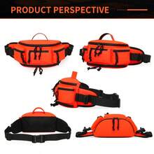 Multi-Functional Motorcycle Waist Bag Outdoor Riding Travel Hiking Bumbag. Water-Repellent Oxford Cloth, Expandable Capacity. Multi-Pocket For Phone Wallet Keys. SBS Zippers, 3D Mesh Pad, Top Handle & Adjustable Strap. Colors:Orange,Black,White. - Multicolor - View 12