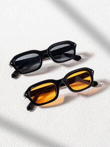 1 Pair Men's Fashion Fashion Glasses, Personalized UV Protection Square Small Frame With Rivet Detail, Street Style Outdoor Driving Cycling Sun Protection Fashion Glasses - Multicolor - View 4