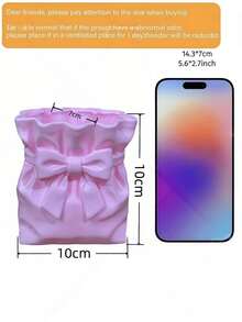 French Sweet Bow Makeup Brush Holder, Pink And White Color, Suitable For Vanity, Bathroom Countertop, Home Storage, Girly Style, Perfect Gift For Valentine's Day And Girls - Multicolor - View 6