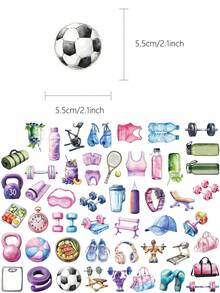 50-Piece Fitness-Themed Sticker Set For Suitcases, Laptops, Scrapbooks, And Diaries; Decorations For Adults, Skateboards, Skateboard Helmets, And Water Bottles; DIY Sticker Art - 50pcs - View 8